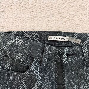 Alice + Olivia Gray Snake Print High Rise Jeans